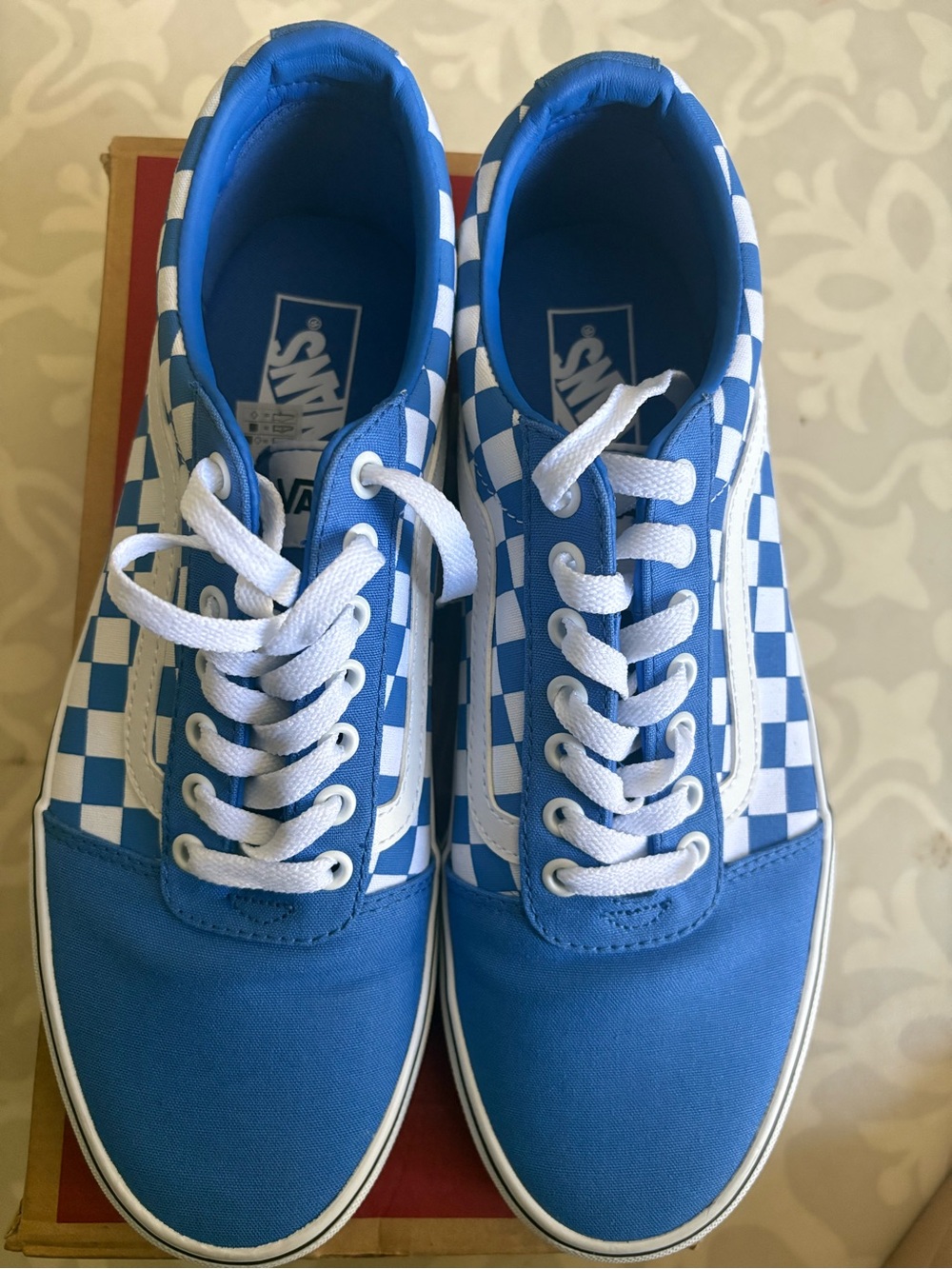 Vans Blue & White Checkerboard Low-Top Sneakers